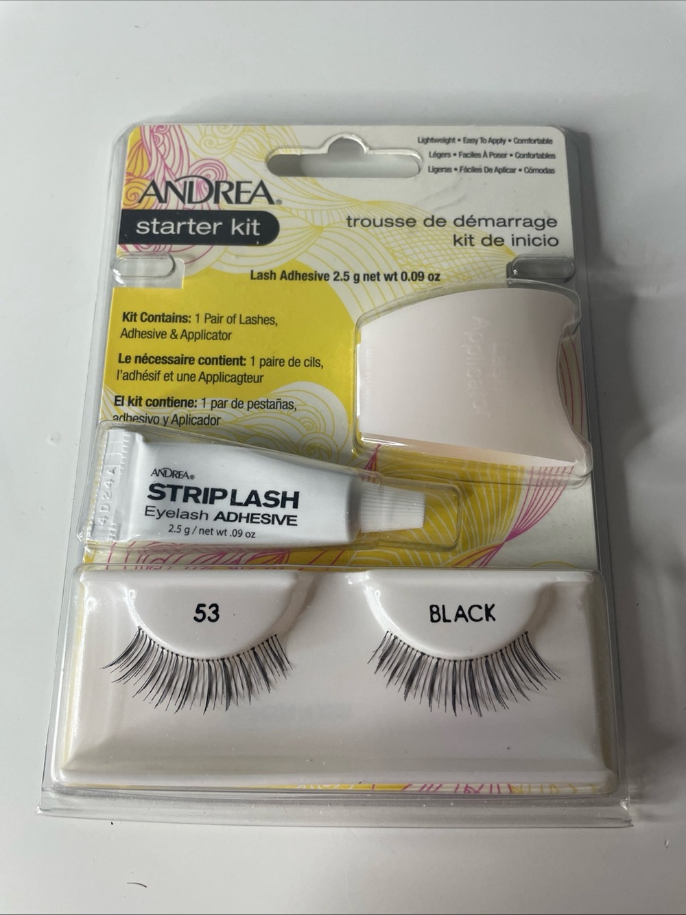 ANDREA BLACK EYELASH STARTER KIT - One Pair / Sealed with Adhesive & Applicator